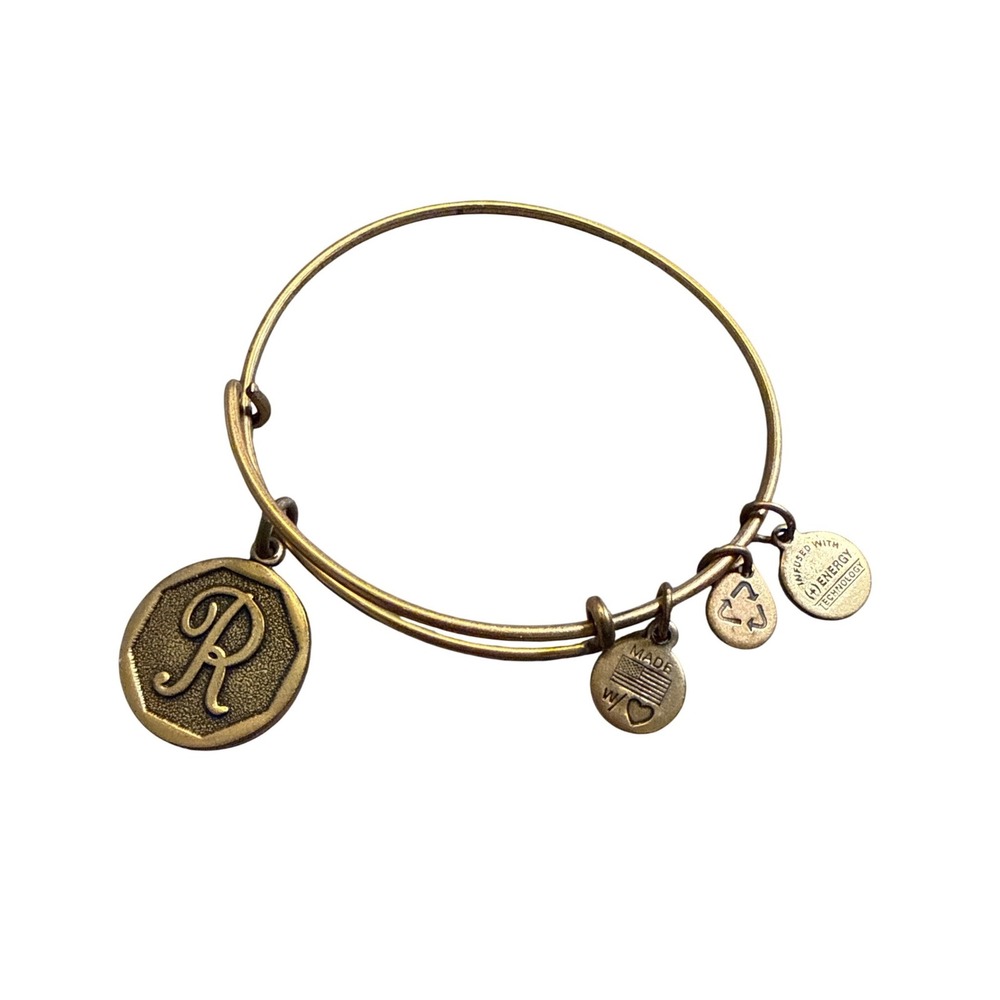 Alex and Ani Initial R Expandable slide Bracelet Rafaelian Gold Finish 2013‎